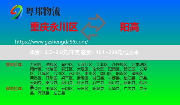 永川区到阳高县物流专线