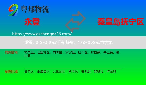 永登县到抚宁区物流专线