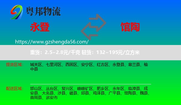 永登县到馆陶县物流专线