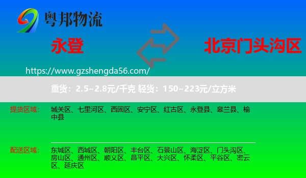 永登县到门头沟区物流专线