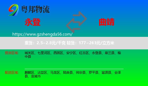 永登县到曲靖物流专线