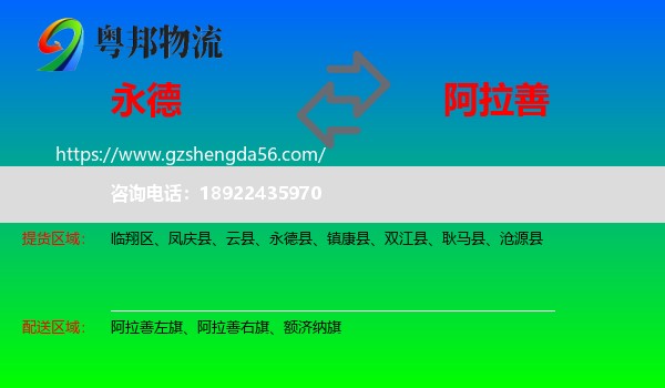 永德县到阿拉善盟物流专线