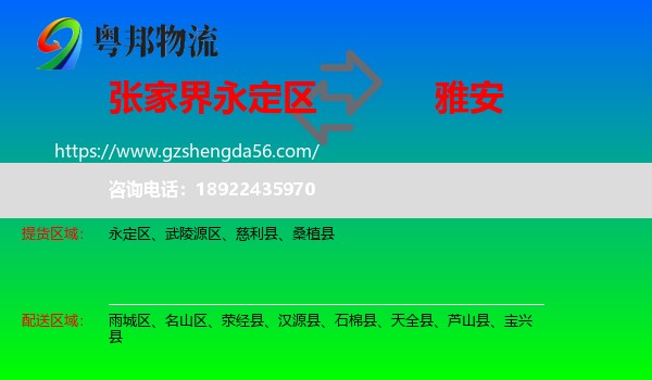 永定区到雅安物流