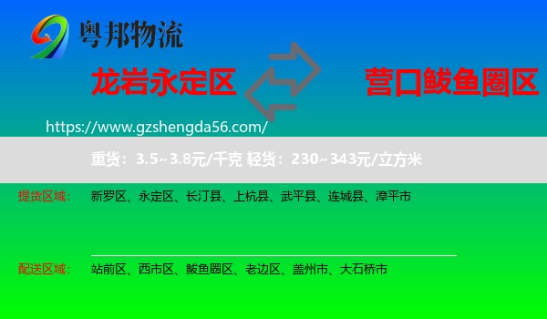 永定区到鲅鱼圈区物流专线