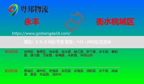 永丰县到桃城区物流专线