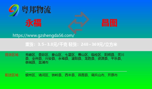 永福县到昌图县物流专线