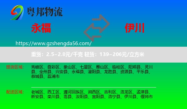 永福县到伊川县物流专线