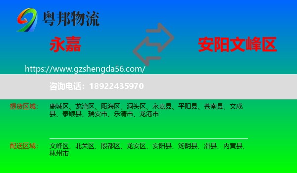 永嘉县到文峰区物流专线
