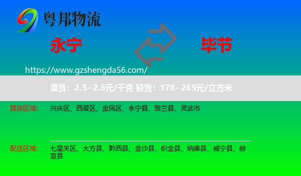 永宁县到毕节物流专线