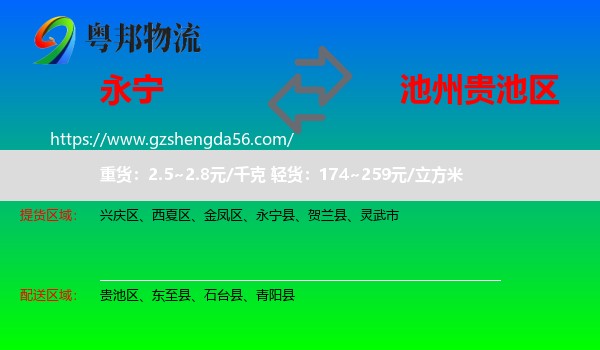 永宁县到贵池区物流专线