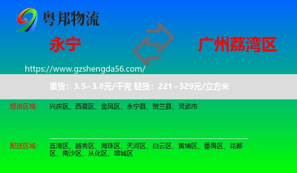 永宁县到荔湾区物流专线