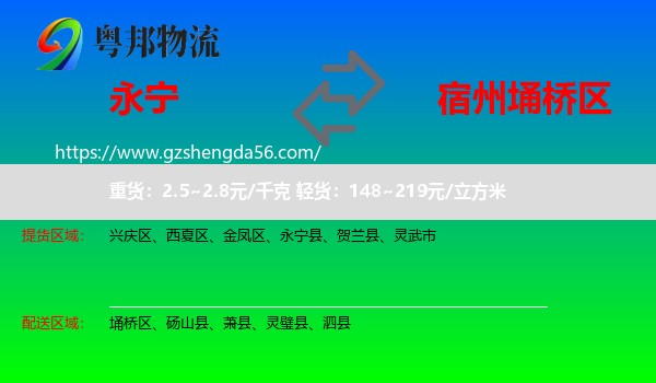 永宁县到埇桥区物流专线