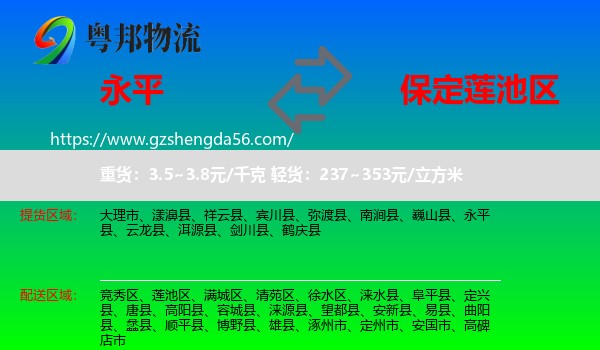 永平县到莲池区物流专线