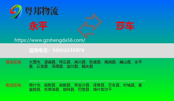 永平县到莎车县物流专线