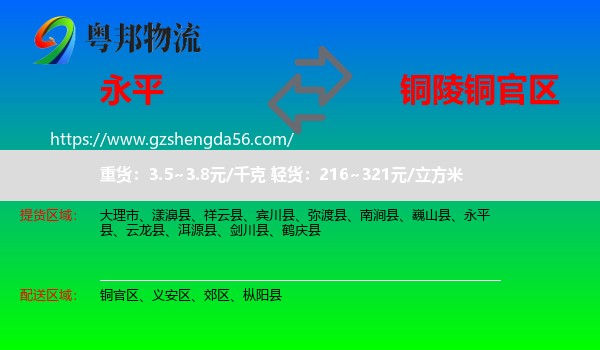 永平县到铜官区物流专线