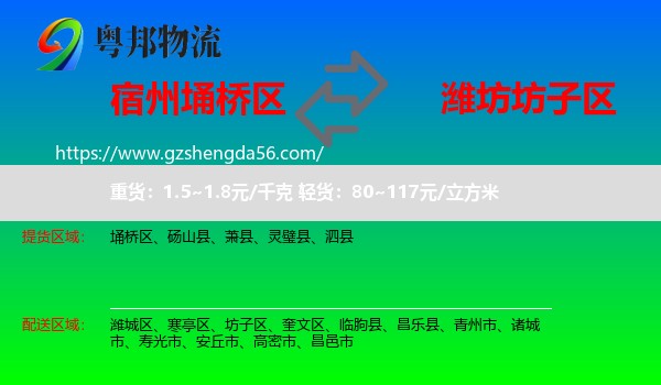 埇桥区到坊子区物流专线