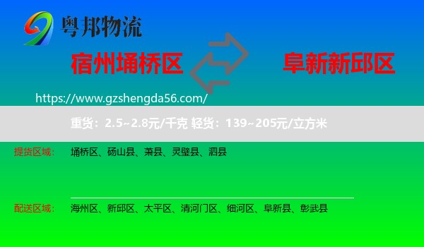 埇桥区到新邱区物流专线