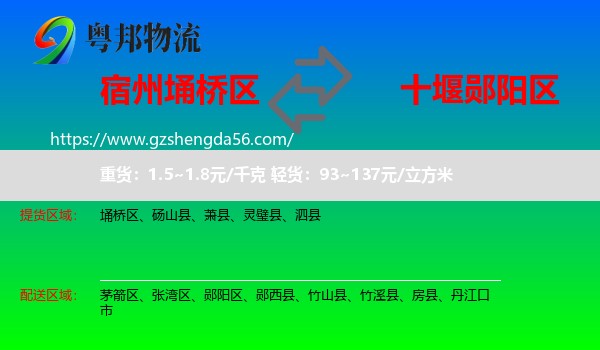 埇桥区到郧阳区物流专线