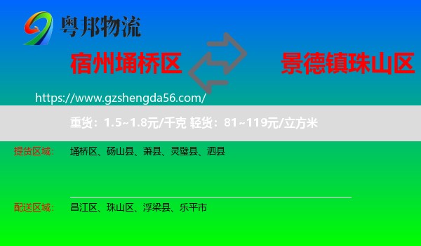 埇桥区到珠山区物流专线