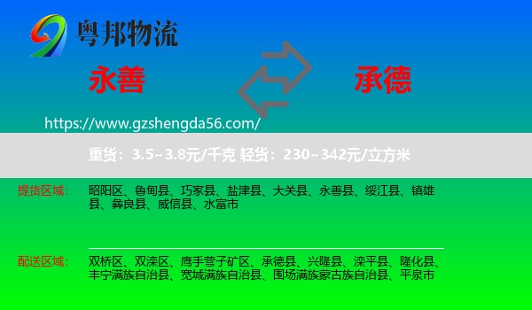永善县到承德物流