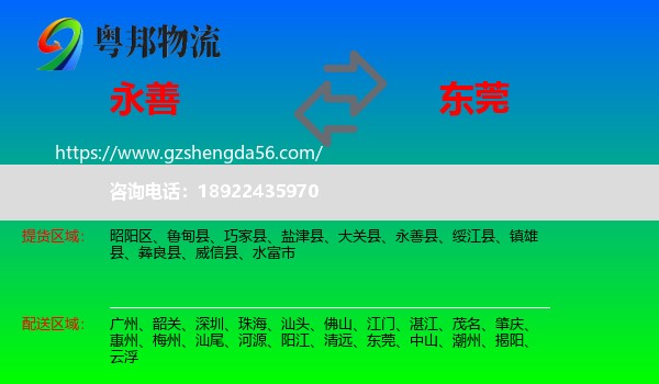 永善县到东莞物流