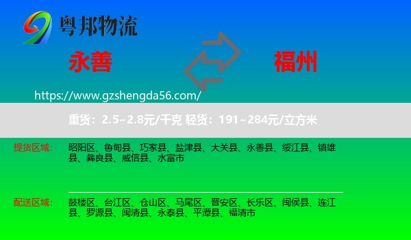 永善县到福州专线