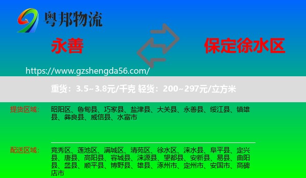 永善县到徐水区物流专线