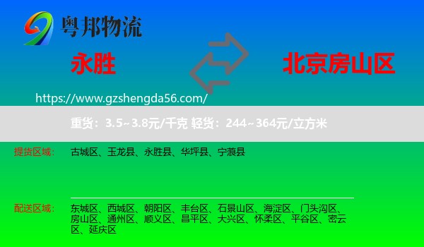永胜县到房山区物流