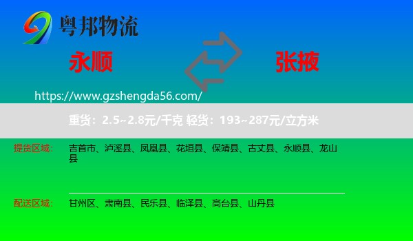 永顺县到张掖物流