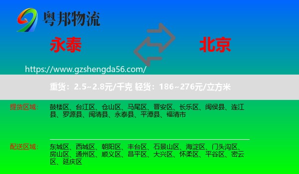 永泰县到北京专线