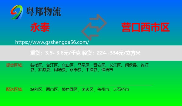 永泰县到西市区物流专线