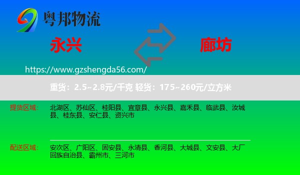 永兴县到廊坊物流