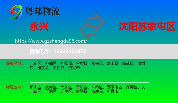 永兴县到苏家屯区物流专线