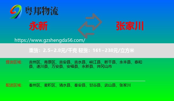 永新县到张家川物流专线