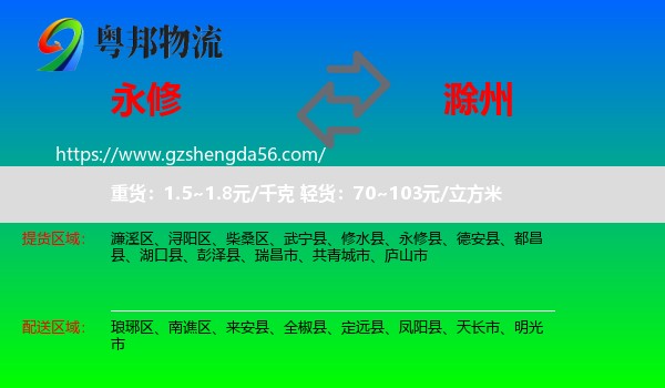 永修县到滁州物流