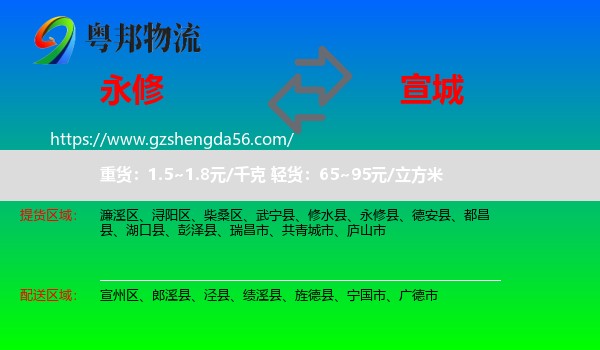 永修县到宣城物流