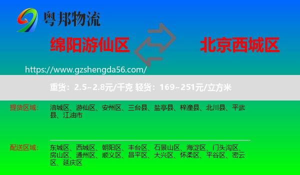 游仙区到西城区物流专线