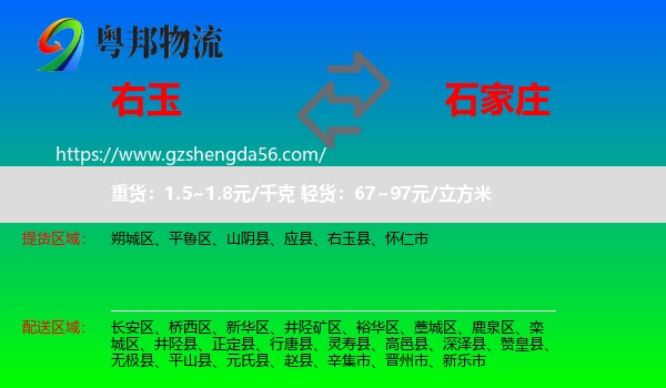 右玉县到石家庄专线