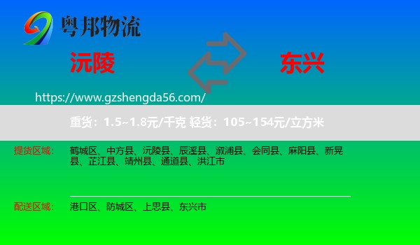 沅陵县到东兴市物流专线