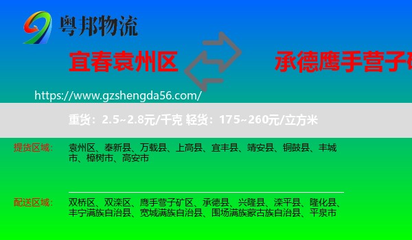 袁州区到鹰手营子矿区物流专线