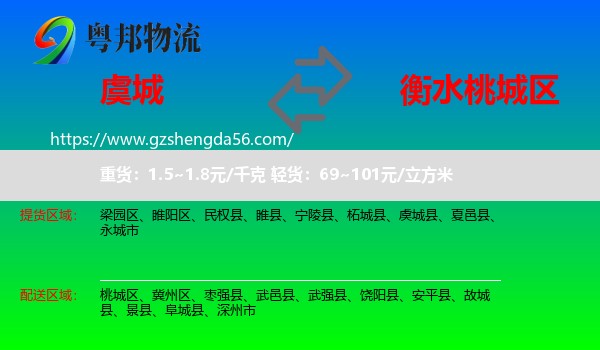 虞城县到桃城区物流专线