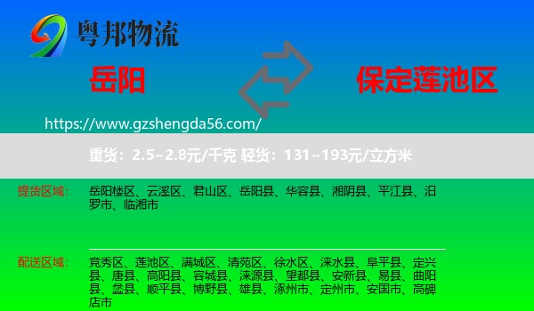 岳阳到莲池区物流专线