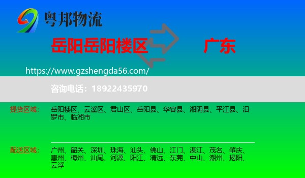 岳阳楼区到广东物流专线