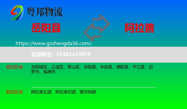 岳阳县到阿拉善盟物流专线