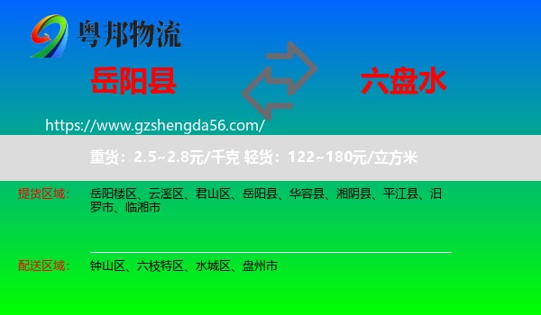 岳阳县到六盘水物流专线