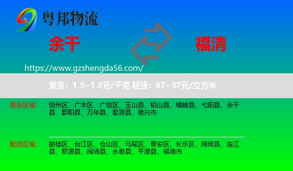 余干县到福清市物流专线