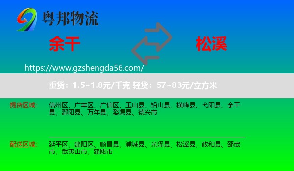 余干县到松溪县物流专线
