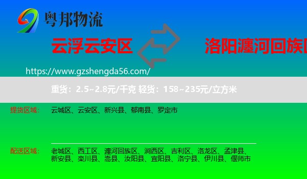 云安区到瀍河回族区物流专线