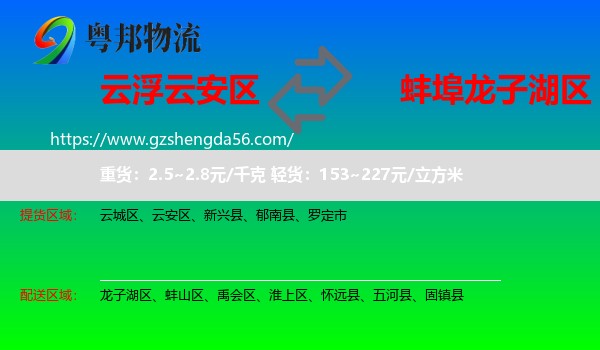 云安区到龙子湖区物流专线