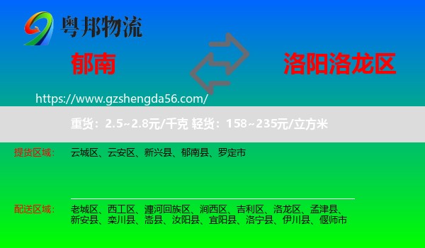 郁南县到洛龙区物流专线